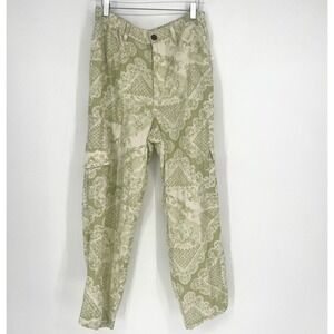 Pilcro Pants Womens M Green Paisley Cargo Utility Boho Anthropologie Floral